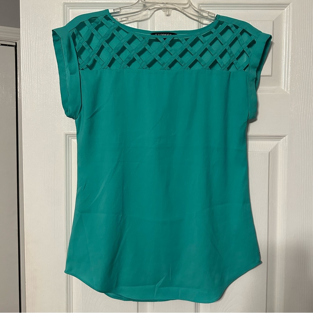 Express Lattice Cut Out Blouse